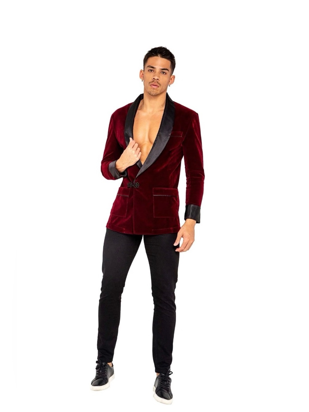 Genuine Playboy Men's Burgundy Velvet Tuxedo Jacket By Roma